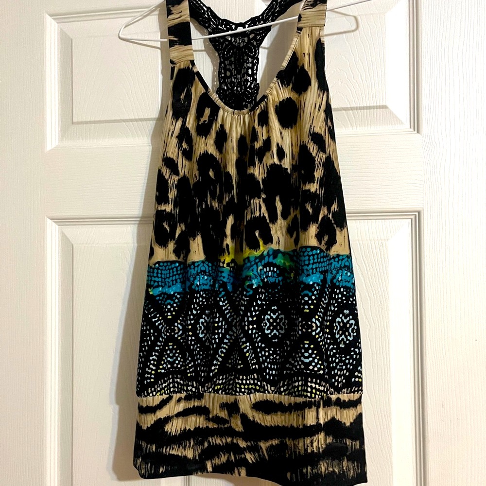 Kismet Black and Cream Animal Print Top